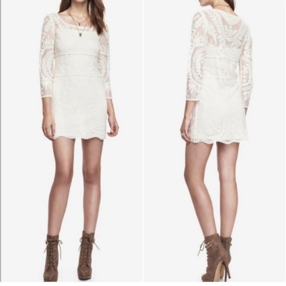 Express Dresses & Skirts - Express Cream lace overlay dress